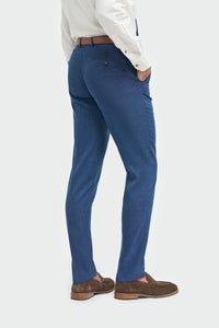 Men's Linen Sky Blue Summer Wedding Suit with Navy Trousers