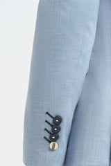 Men's Linen Sky Blue Summer Wedding Suit with Navy Trousers