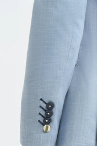 Men's Linen Sky Blue Summer Wedding Suit with Navy Trousers