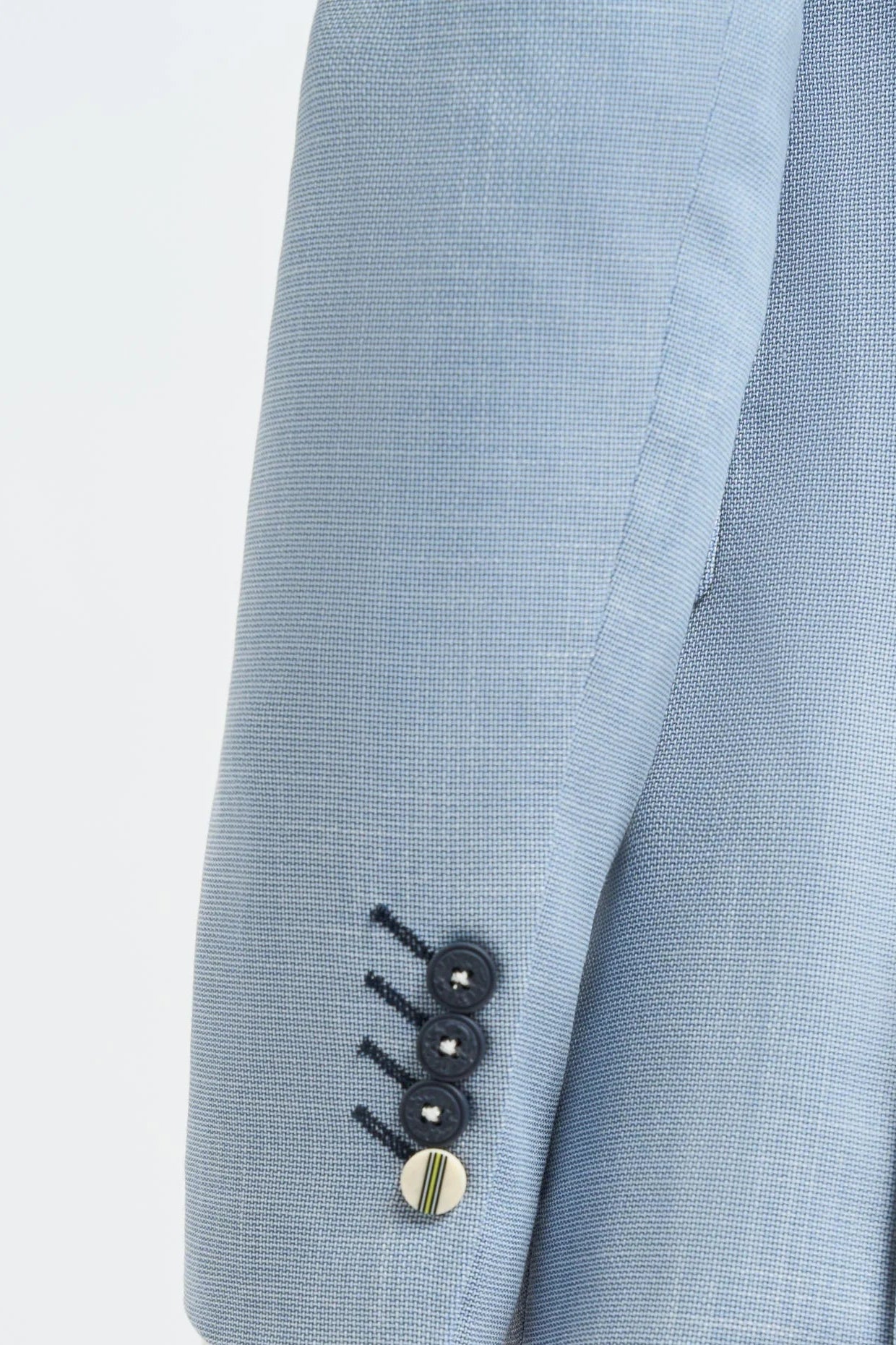 Men's Linen Sky Blue Summer Wedding Suit with Navy Trousers