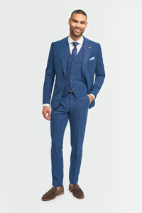 Mens Blue Summer Linen Suit