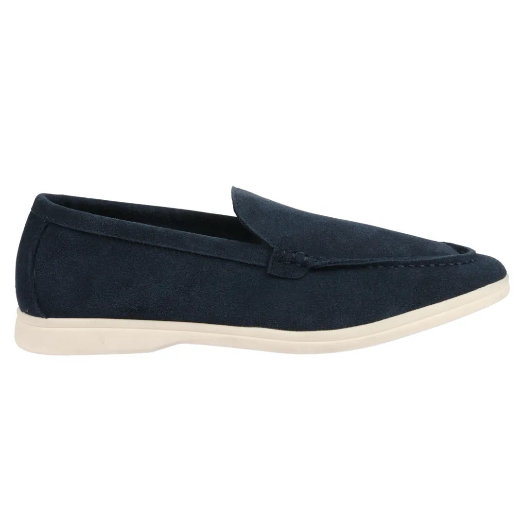 Classic Men\'s Suede Slip-On Loafers in Navy Mens Real Full Suede Slip On Loafers Boat Shoes Navy Smart  main image 2
