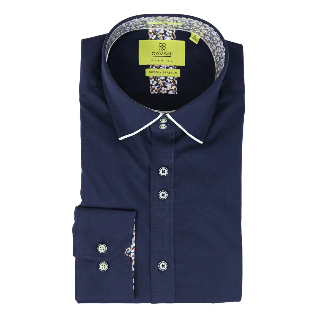 Men's Navy Button Down Shirt Floral Print Winchester