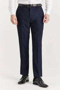 Regent - Men's Navy Plaid Check Trousers