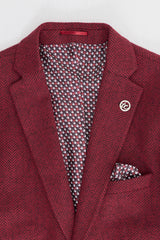 Men's Herringbone Wine Maroon 3 Piece Tweed Suit - STZ11