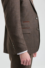Mens Brown 3 Piece Suit with Double Breasted Waistcoat