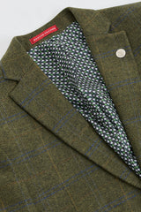 Men's 3 Piece Suit Wool Tweed Green Blue Brown Check 1920s Gatsby