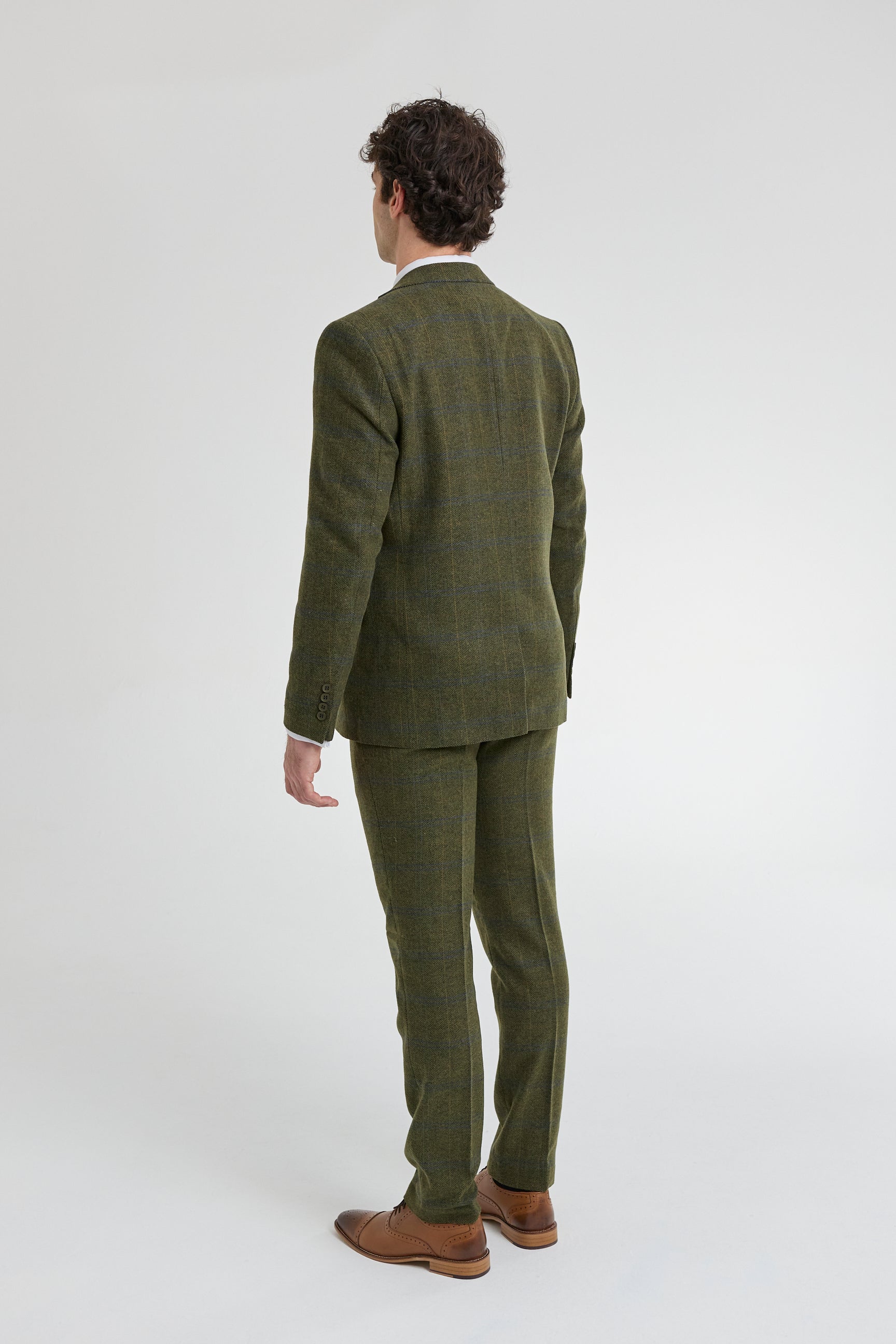 Men's 3 Piece Suit Wool Tweed Green Blue Brown Check 1920s Gatsby Men's 3 Piece Suit Wool Tweed Green Blue Brown Check 1920s Gatsby