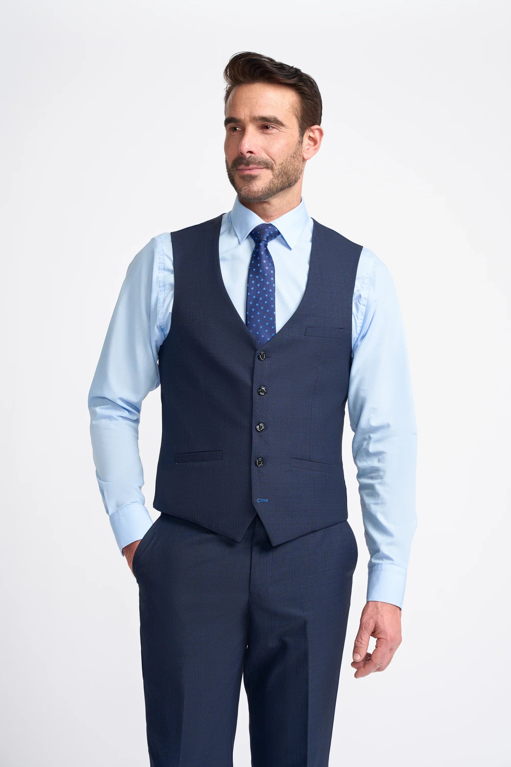 Mens Navy Blue Tailored Fit Suit