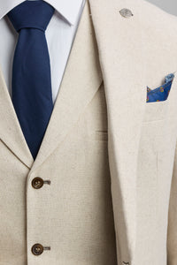 TP-21 Men's Beige 3-Piece Linen Summer Wedding Suit