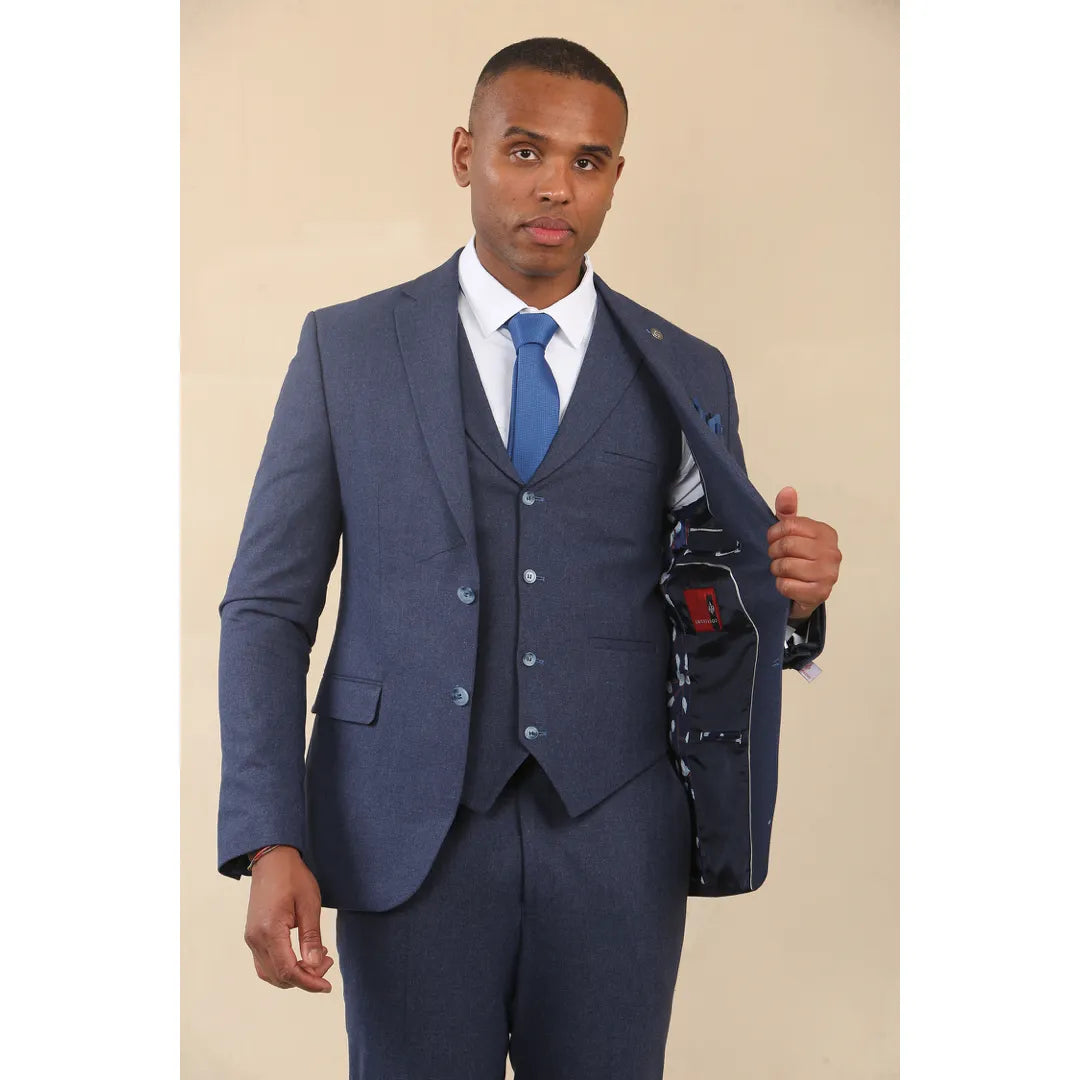 TP-24 - Men's Navy 3 Piece Linen Summer Wedding Suit TP-24 - Men's Navy 3 Piece Linen Summer Wedding Suit