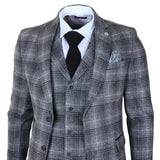 Men's Grey Tweed Check 3 Piece Suit