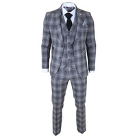 Men's Grey Tweed Check 3 Piece Suit