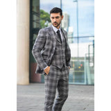 Men's Grey Tweed Check 3 Piece Suit