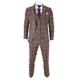 Men's Brown Tweed Check 3 Piece Suit