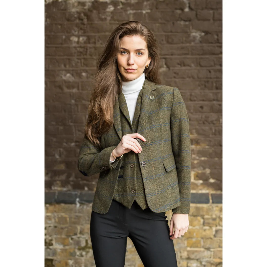 TPSTZ71 - Women's Olive Green Tweed Blazer
