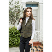 TPSTZ71 - Women's Olive Green Tweed Waistcoat