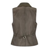 TPSTZ71 - Women's Olive Green Tweed Waistcoat