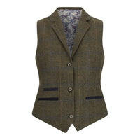 TPSTZ71 - Women's Olive Green Tweed Waistcoat