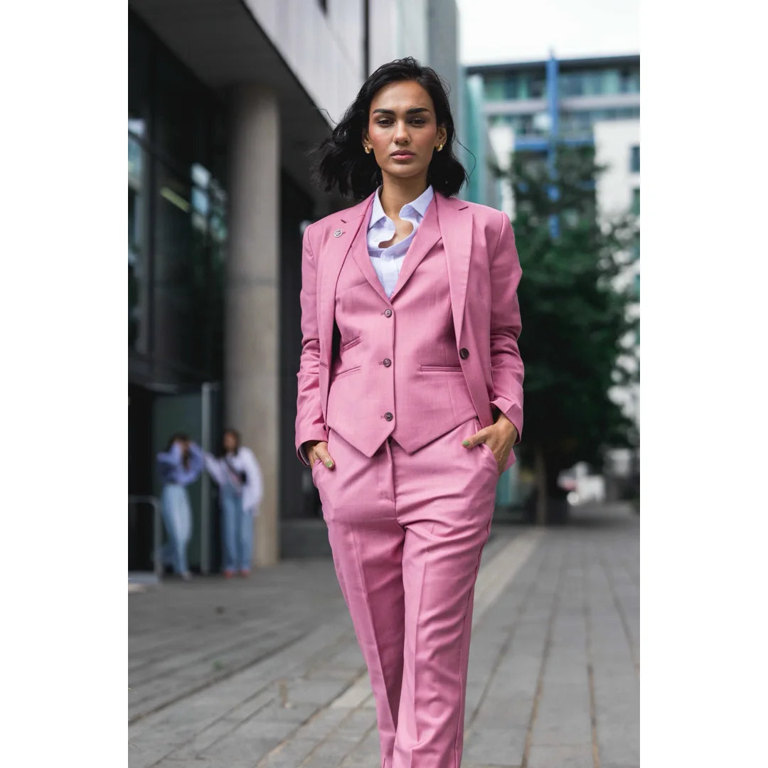 womens pink suit dress Conjunto Pretty In Embroidered Blazer - Fucsia and state Women's Jasmina Tuxedo Suit Set