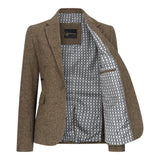 TPW-20 - Women's Wool Blend Brown Dogtooth Tweed Blazer