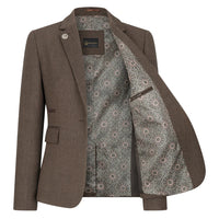 TPW-AK-06 - Women's Brown 3 Piece Herringbone Tweed Suit