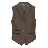 TPW-AK-06 - Women's Brown 3 Piece Herringbone Tweed Suit