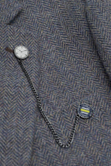 Thomas - Men’s Navy 3 Piece Wool Blend Tweed Suit