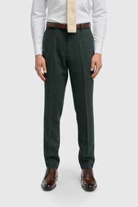 Thomas - Olive Green 3 Piece Wool Blend Tweed Suit