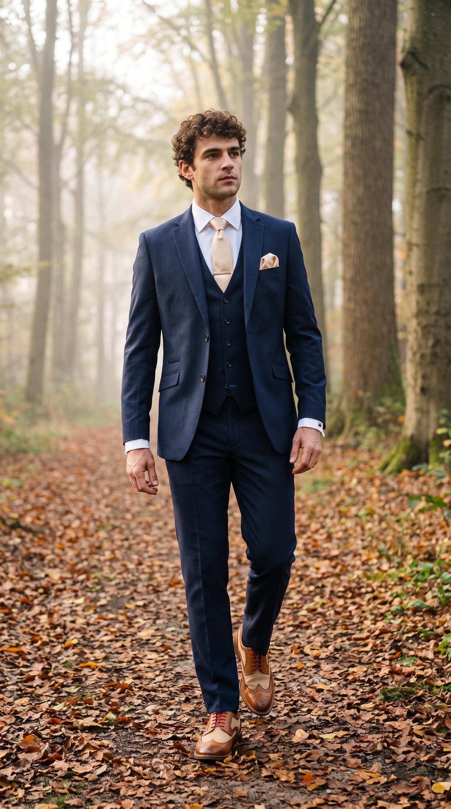 Mens Navy Blue Tailored Fit Suit