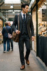 Men's Grey Tartan Check 3 Piece Suit