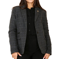 Women's Tweed Check Blazer Grey Suit