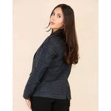Women's Tweed Check Blazer Blue Suit
