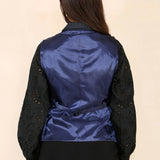 Women's Tweed Check Waistcoat Blue Suit