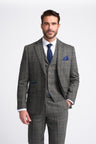 Cavani Albert - Men's Herringbone Tweed Check 3 Piece Suit - Charcoal