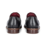 Albert - Men's Black Leather Tweed Detailing Brogue Shoes