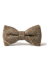 Albert - Men's Brown Herringbone Tweed Check Bow Tie