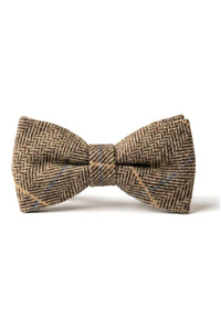 Albert - Men's Brown Herringbone Tweed Check Bow Tie
