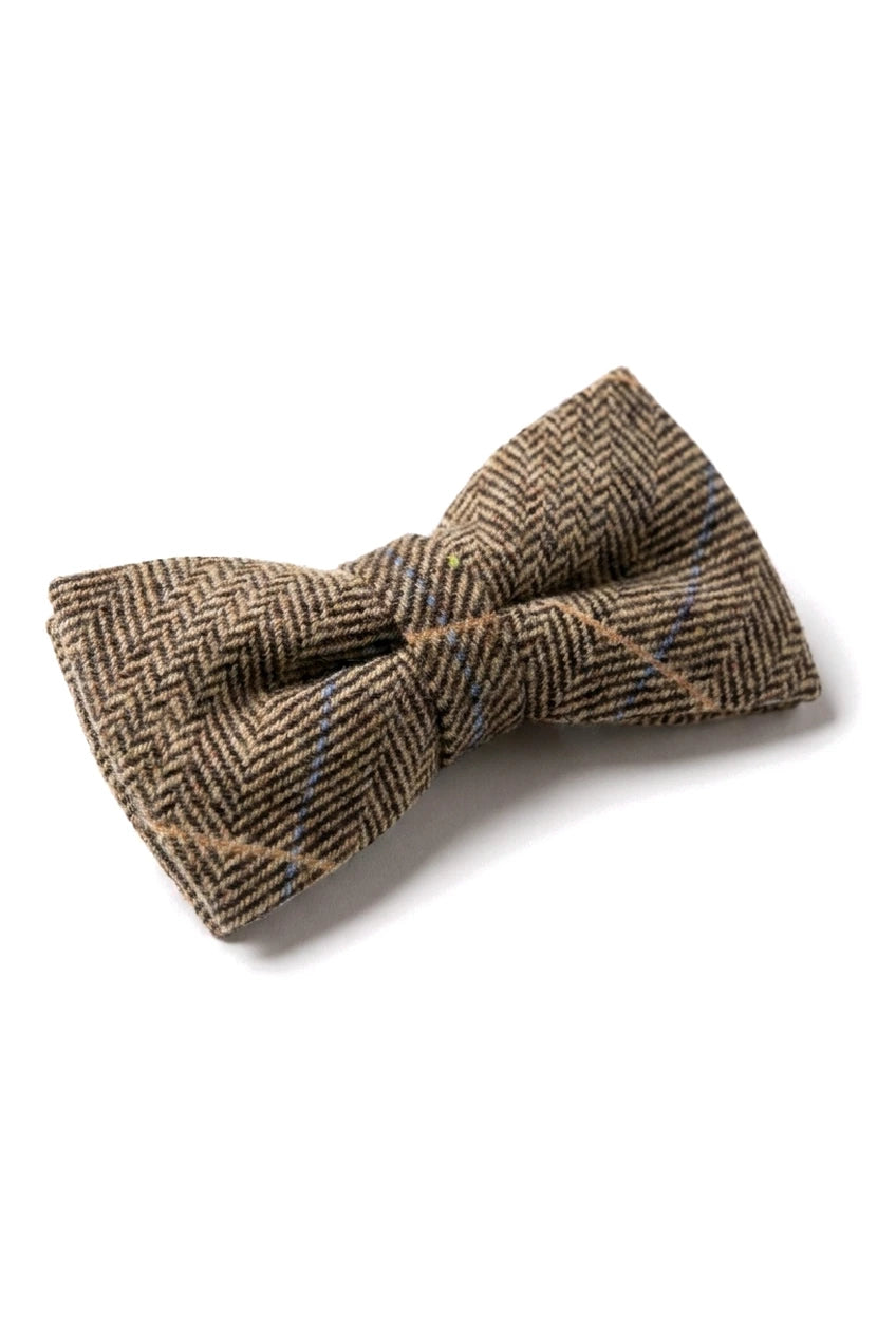 Albert - Men's Brown Herringbone Tweed Check Bow Tie
