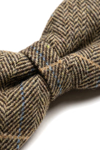 Albert - Men's Brown Herringbone Tweed Check Bow Tie