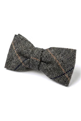 Albert - Men's Grey Herringbone Tweed Check Bow Tie