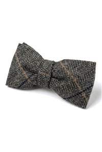 Albert - Men's Grey Herringbone Tweed Check Bow Tie