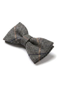 Albert - Men's Grey Herringbone Tweed Check Bow Tie