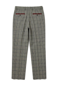 Andrew - Men's Grey Checked Trousers