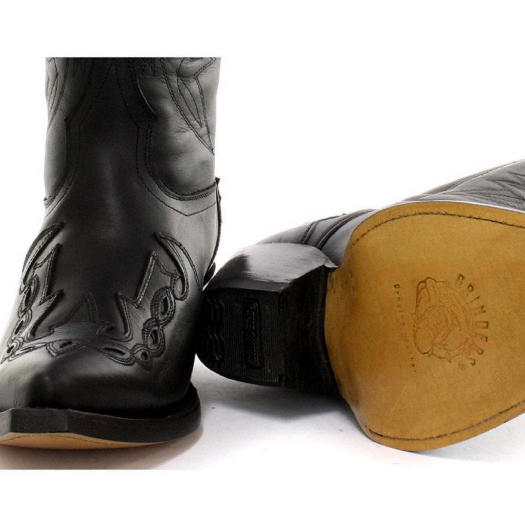 Mens Cowboy Boots Pointed Black Brown Grinders Arizona Real Leather Western Cuban