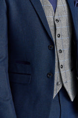 Arthur Navy Suit with Harris Grey Contrasting Tweed Waistcoat