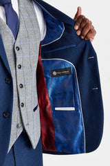 Arthur Navy Suit with Harris Grey Contrasting Tweed Waistcoat