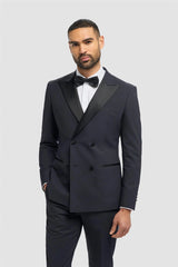Aspen - Men's Navy Double Breasted Tuxedo Blazer