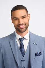 Baresi Men's 3-Piece Grey and Navy Contrasting Classic Summer Check Suit