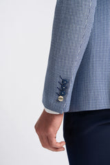 Baresi Men's 3-Piece Grey and Navy Contrasting Classic Summer Check Suit